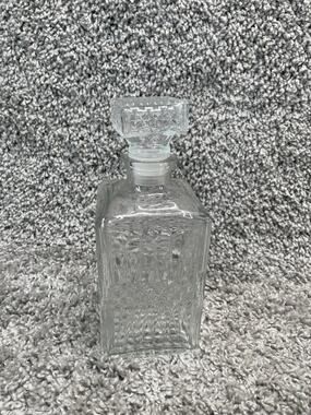 Vintage Fancy Glass Decanter 8.5 Inch Bourbon Whiskey Glass Bottle Home